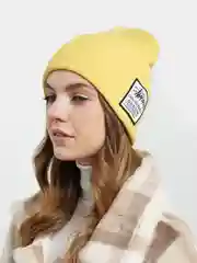 Черный шапка двойная, бини в рубчик