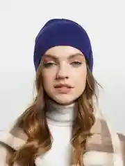 Синий шапка двойная кашемировая, бини