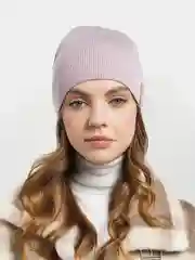 Пудровый шапка двойная кашемировая, бини