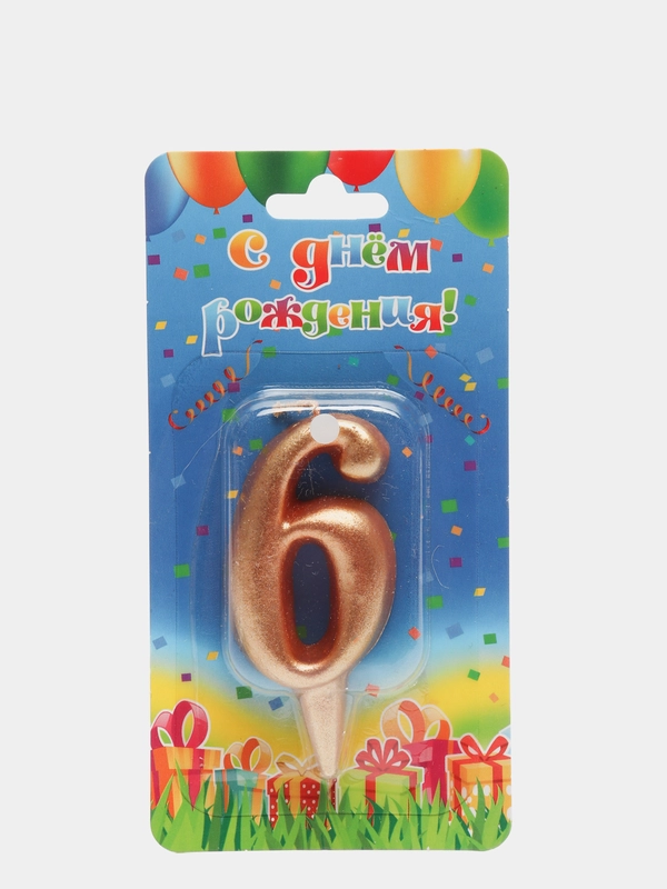 Свеча-цифра "6", цвет золото