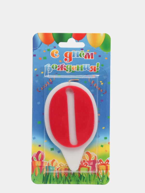 Свеча-цифра тортовая "0", красная