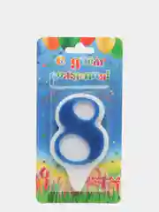 Свеча-цифра "8", синяя, тортовая