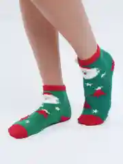 Зеленый флисовые носки с принтом