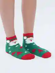 Зеленый флисовые носки с принтом