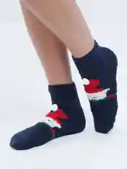 Синий флисовые носки с принтом