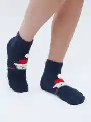 Синий флисовые носки с принтом