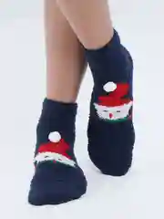 Синий флисовые носки с принтом