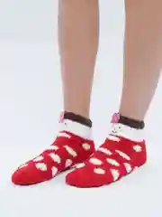 Коралловый меланж флисовые носки с принтом