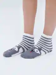 Серый флисовые носки с принтом
