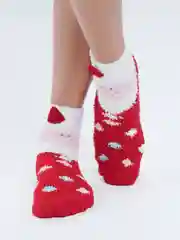 Багровый флисовые носки с принтом