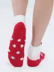Багровый флисовые носки с принтом