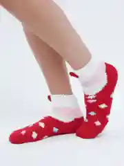 Багровый флисовые носки с принтом