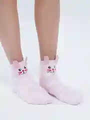 Розовый флисовые носки с принтом
