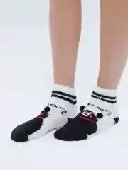 Угольный флисовые носки с принтом