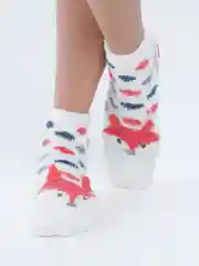 Коралловый флисовые носки с принтом