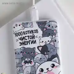 Портативный аккумулятор "1000 котиков чистой энергии", 5000 mAh, 2 USB-разъёма