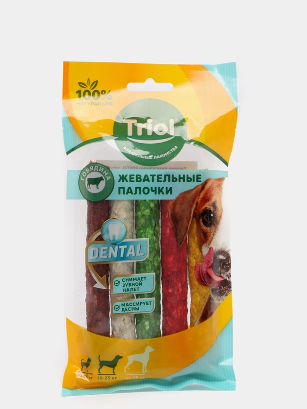 Triol Dental микс жевательные палочки, Говядина для средних и крупных пород собак, 5 шт