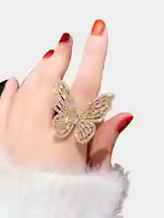 Золотой кольцо - бабочка / Кольцо в корейском стиле, регулируемое