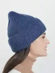 Синий меланж шапка женская с флисом