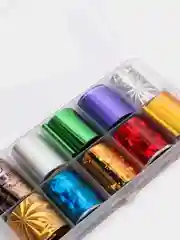 Коралловый меланж ультратонкая переводная фольга для ногтей в контейнере 10 рулонов