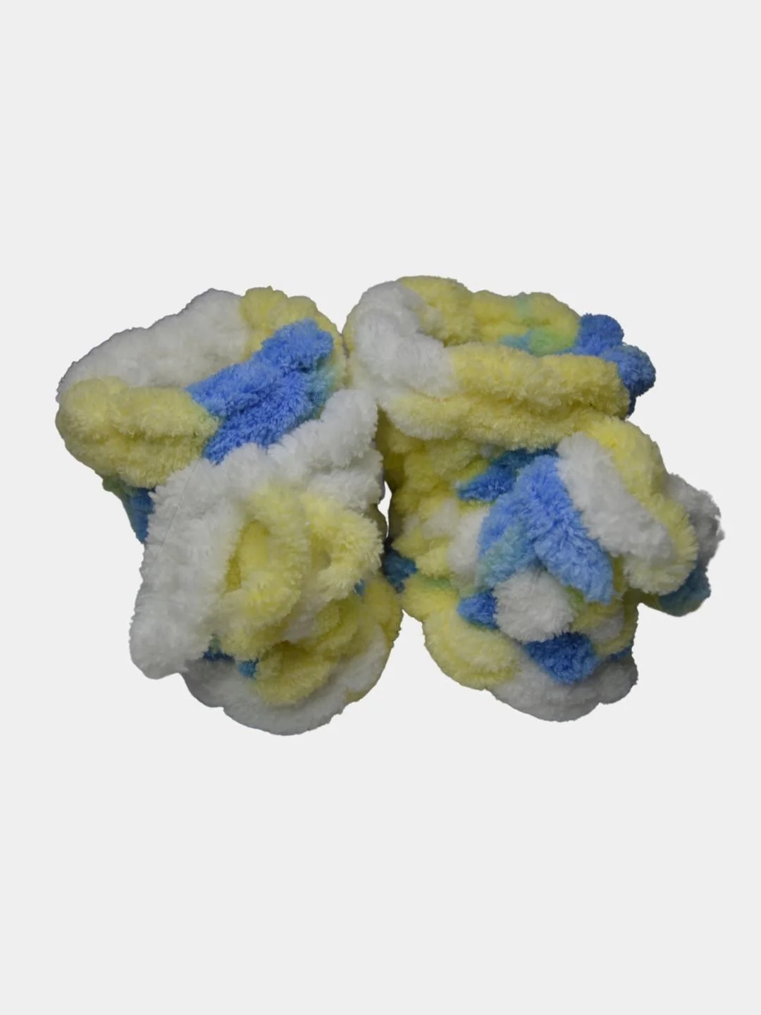 Желтый пинетки ручной вязки из Alize puffi