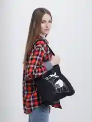 Черный сумка шоппер с аниме принтом "Наруто" /Шоппер аниме / Шоппер манга / Наруто