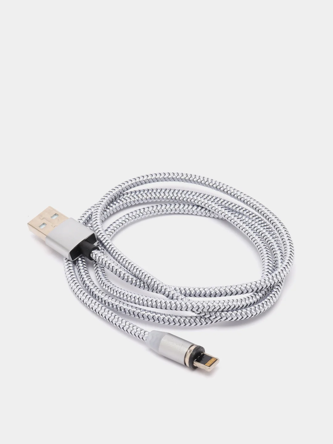 Серебряный магнитный кабель microUSB, type-C, Lightning
