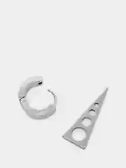 Серебряный титановая серьга со съемной треугольной подвеской, 1 штука