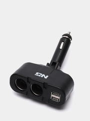 NG Разветвитель прикуривателя, 2 выхода +2 USB, 60 W, 2.1А, 12/24В,  пластик