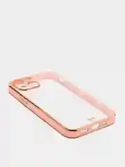 Розовый чехол силиконовый с металическим ободком IPHONE 13 / 13 pro / 13 mini / 13 pro max