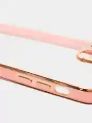 Розовый чехол силиконовый с металическим ободком IPHONE 13 / 13 pro / 13 mini / 13 pro max