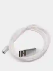Белый кабель магнитный светящийся, коннекторы Lightning, Type-C, Micro-USB