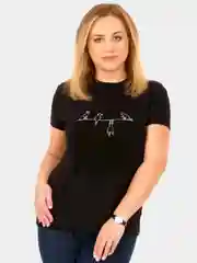 Черный женская футболка с вышивкой Кошки, 100% хлопок