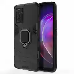 Черный чехол противоударный с кольцом-держателем на Vivo V21 (Виво В21)