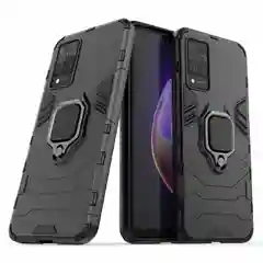 Черный чехол противоударный с кольцом-держателем на Vivo V21 (Виво В21)