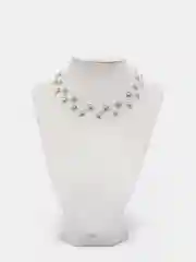 Серебряный ожерелье с бусинами, короткое колье жемчужное, чокер на шею, 2 цвета