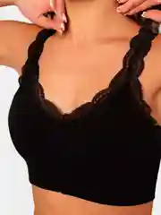 Черный женский комплект белья, топ и трусы