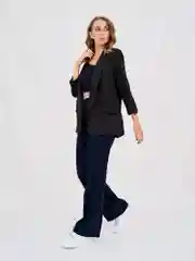 Черный пиджак женский Olya Stoff, свободный, удлиненный, без пуговиц
