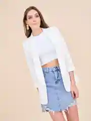Белый пиджак женский Olya Stoff, свободный, удлиненный, без пуговиц