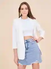 Белый пиджак женский Olya Stoff, свободный, удлиненный, без пуговиц