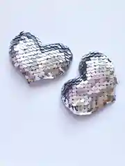 Серебряный патч с пайетками "Сердце" 6,5*5 см