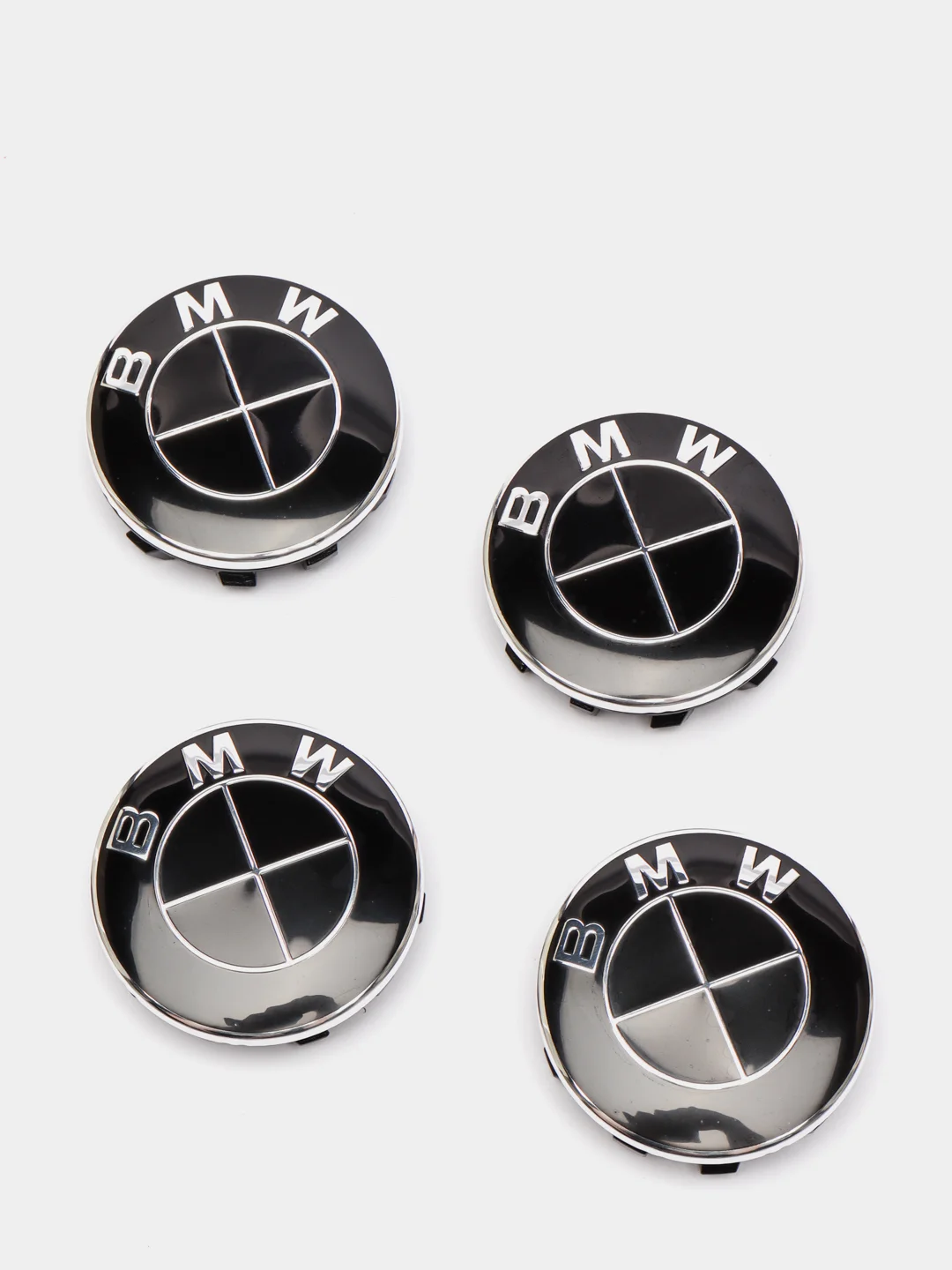 Колпачки-заглушки на литые диски BMW (БМВ), черные, 4 штуки