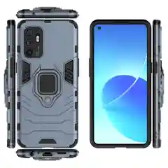 Синий меланж чехол противоударный с кольцом-держателем на Oppo Reno 6 Reno6 (Оппо Рено 6)