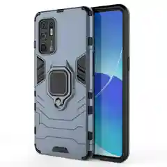 Синий меланж чехол противоударный с кольцом-держателем на Oppo Reno 6 Reno6 (Оппо Рено 6)