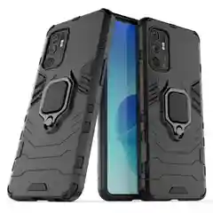 Черный чехол противоударный с кольцом-держателем на Oppo Reno 6 Reno6 (Оппо Рено 6)
