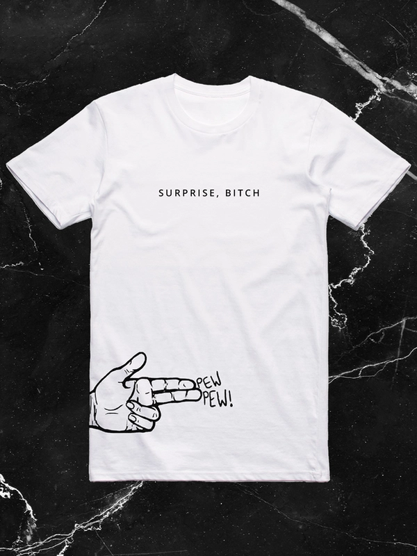 Футболка Teneleven SURPRISE, BITCH, белая