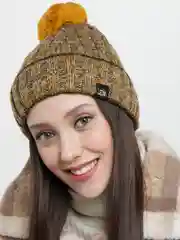 Желтый шапка унисекс утепленная на флисе с помпоном