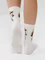 Желтый белые носки с рисунком космос