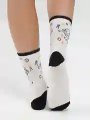 Коралловый белые носки с рисунком космос