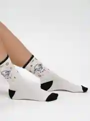 Коралловый белые носки с рисунком космос